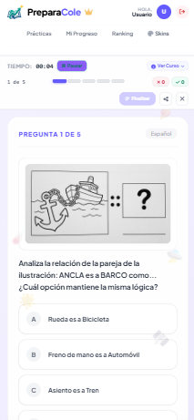 PreparaCole - Pantalla de Pregunta